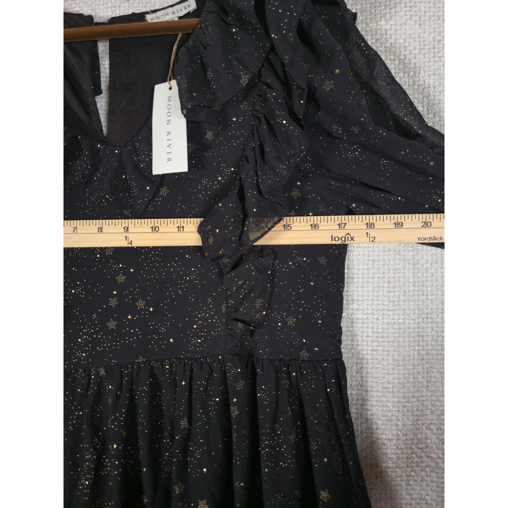 Moon River Black Midi Dress with Gold Speckle - Picture 10 of 14